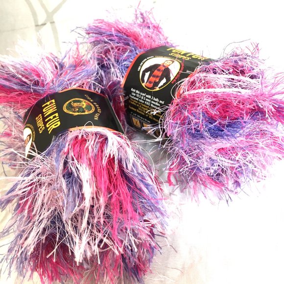 Cotton Candy Eyelash Yarn Fun Fur Lion Brand Yarn Bundle of 2 - Picture 2 of 6